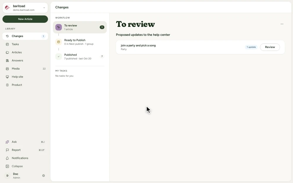 From To review to a proposed edit, with Accept and Reject