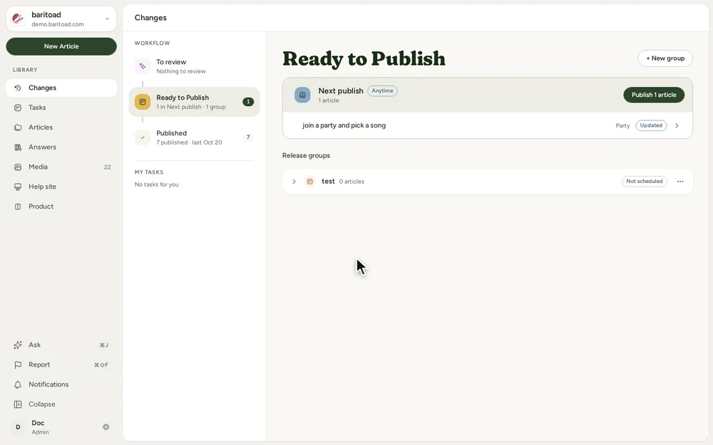 Making a release group, from + New group to When it goes out